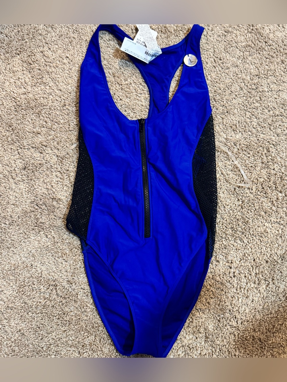 Forever 21 Cobalt Blue One-Piece Swimsuit with Front Zip